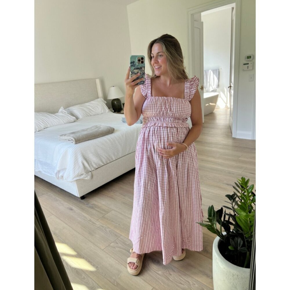 OHSEVENDAYS Maternity Elsi Dress in Purple Motif Size Medium